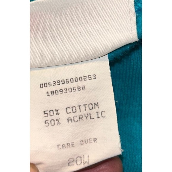 Vintage Teal BASSETT WALKER 90s Pullover Lightweight Sweatshirt Retro Y2k Small - Picture 8 of 9